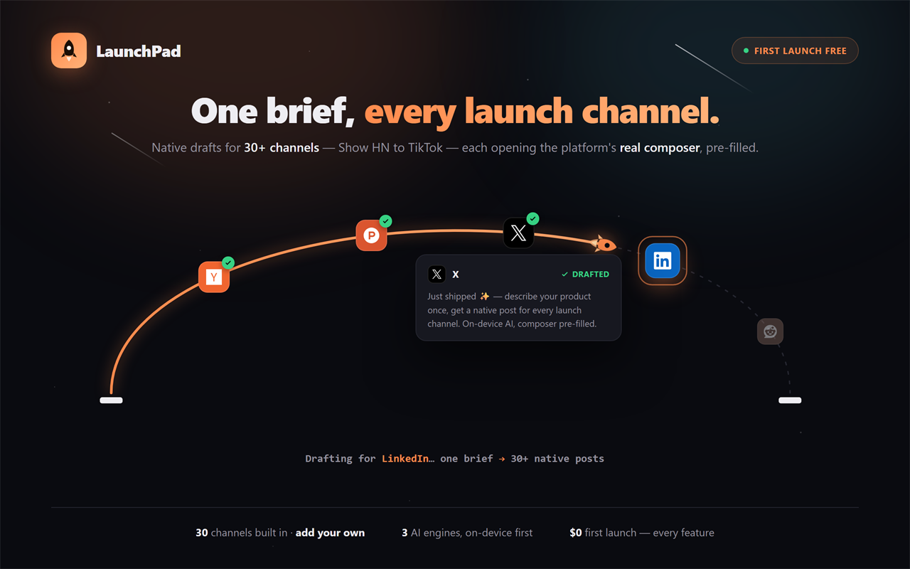LaunchPad — one brief, every launch channel