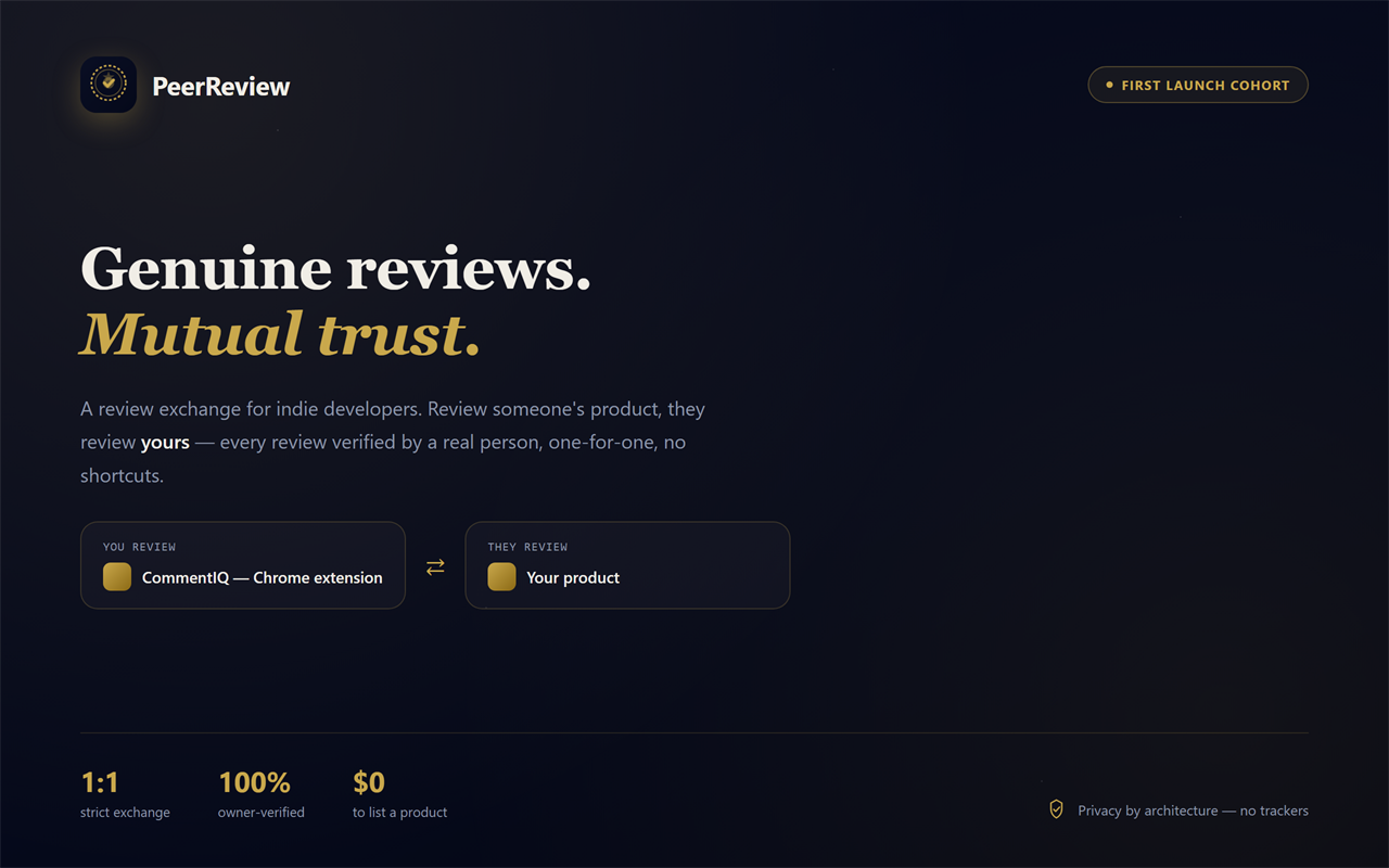 PeerReview — genuine reviews, mutual trust
