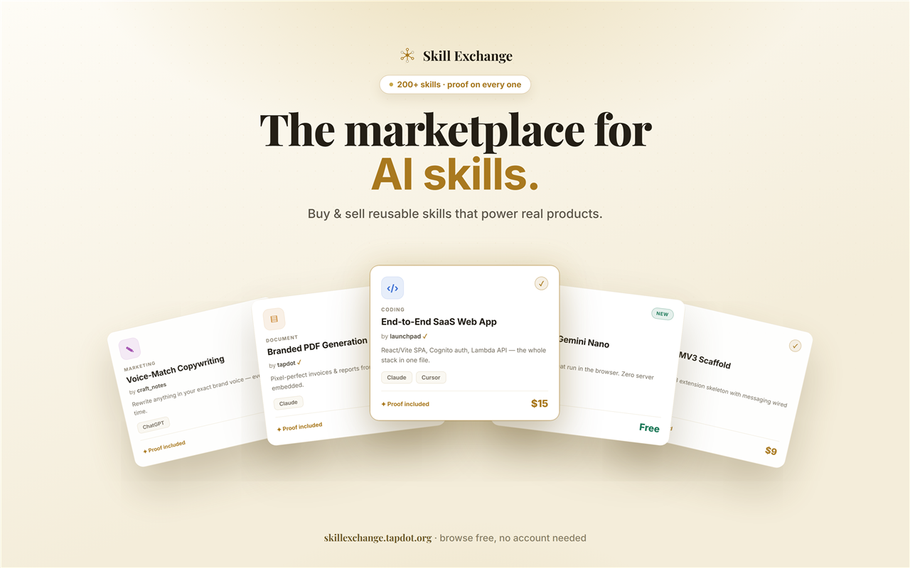 Skill Exchange — the marketplace for AI skills